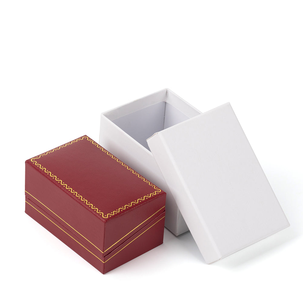 12PCS (LR5-R) Red Double Ring Box With Gold Trim