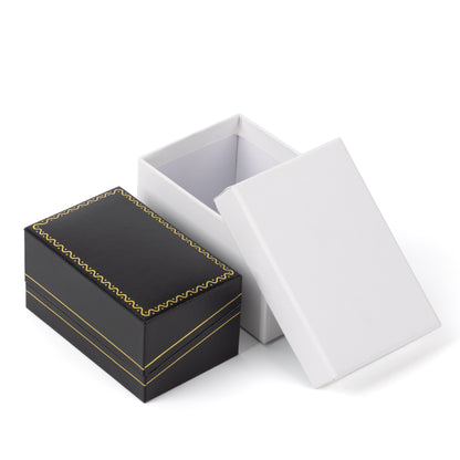 12PCS (LR5-BK) Black Double Ring Box With Gold Trim