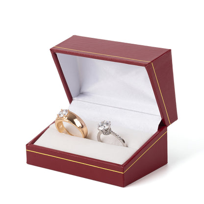 12PCS (LR5-R) Red Double Ring Box With Gold Trim