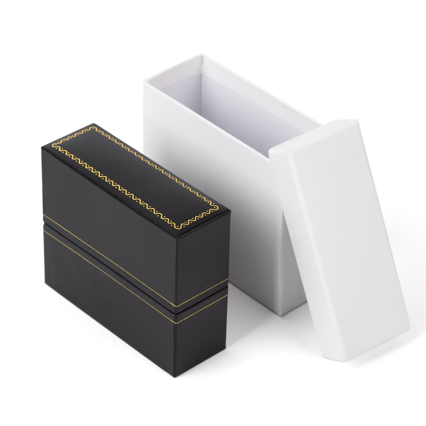 12PCS (LW4-BK) Black Bangle Box With Gold Trim