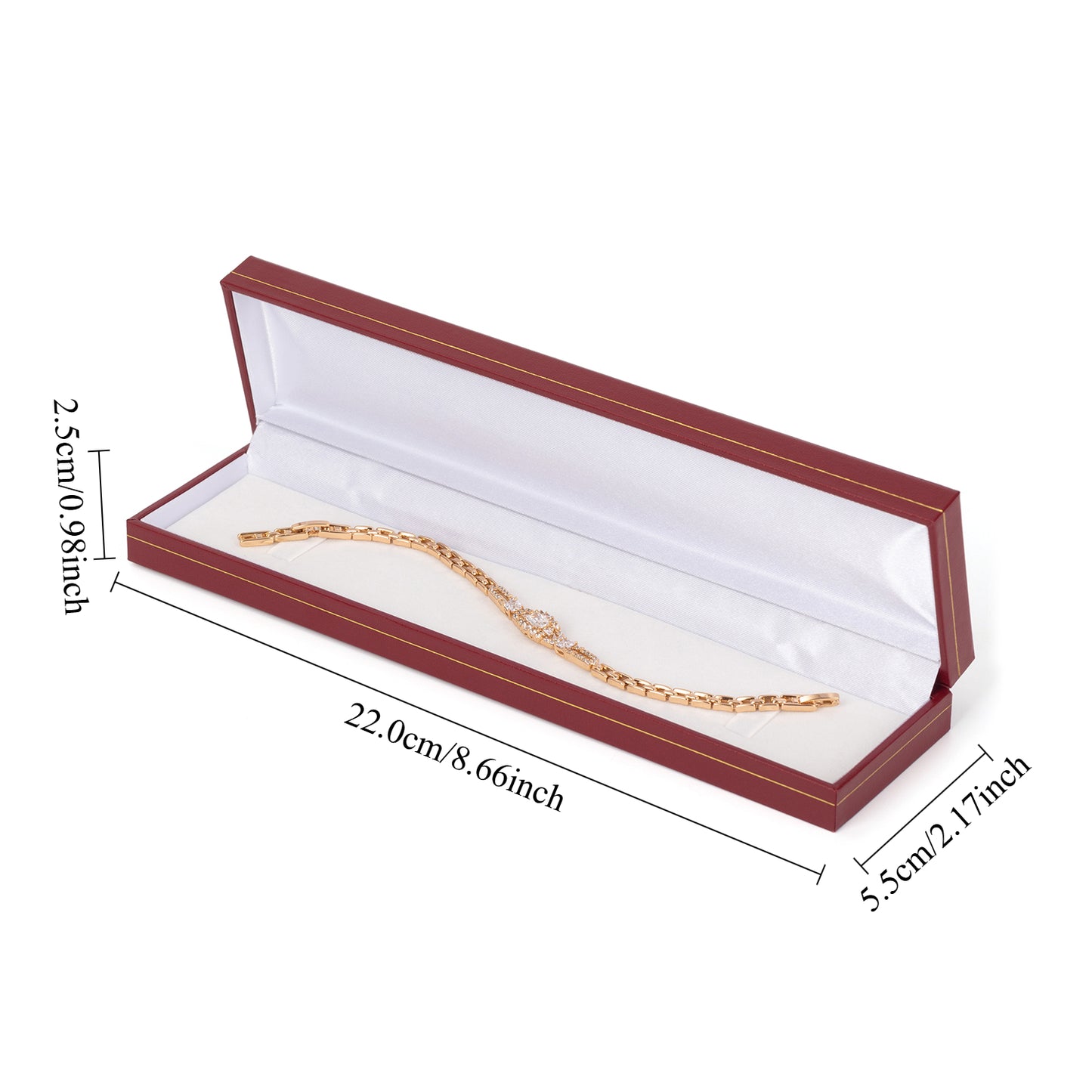 6PCS (LB5-R) Red Bracelet Box With Gold Trim