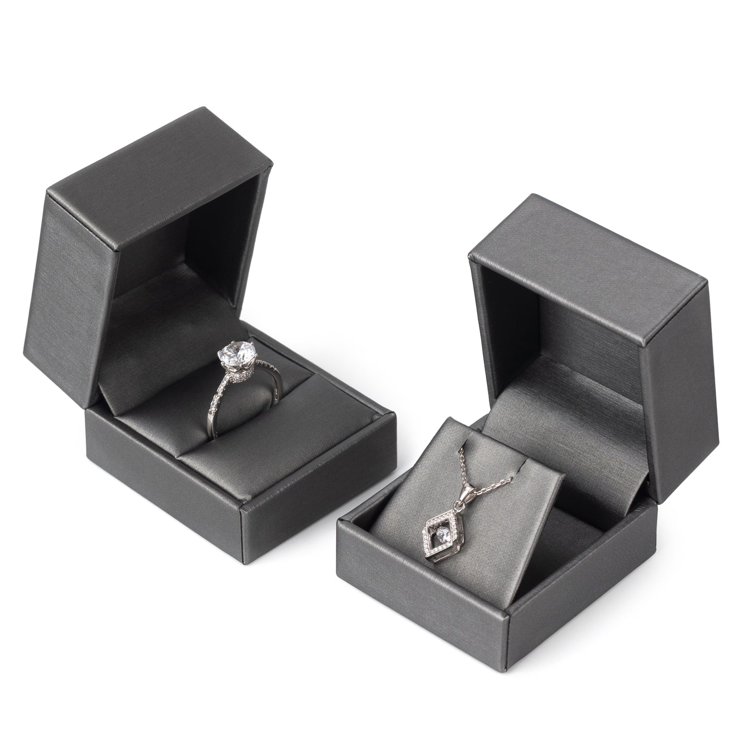 24PCS Gray PU Covered Ring Boxes