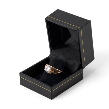 24PCS (LF3-BK) Black Square Gold Trim Ring Box