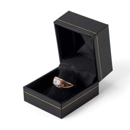 24PCS (LF3-BK) Black Square Gold Trim Ring Box