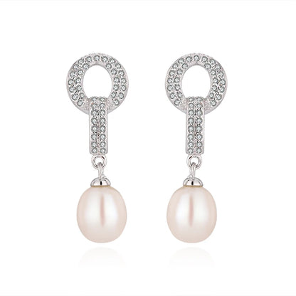 Customized 925 silver wholesale non tarnish natural pearl designers earrings cubic zirconia  plated gold jewelry for women