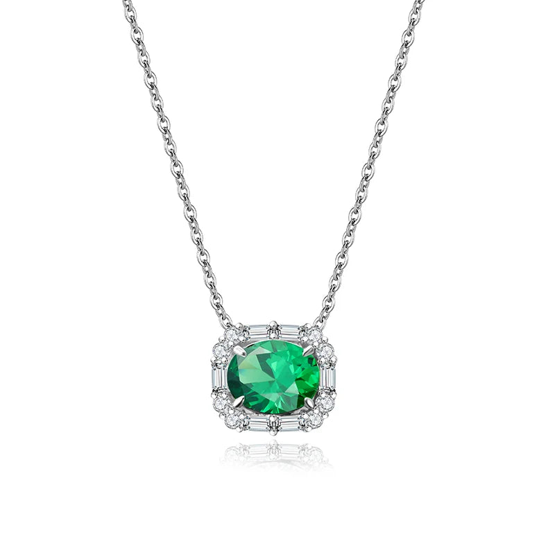 Jeweller Buy Luxury 925 Sterling Silver Necklace with 2 Carat Blue Green Moissanite Pendant Trendy Link Chain for Parties Weddings Gifts