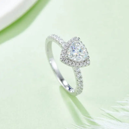 1-Carat Triangle Moissanite Engagement Ring - 925 Silver Plated, Moissanite, perfect for daily wear and Valentine's gifting.