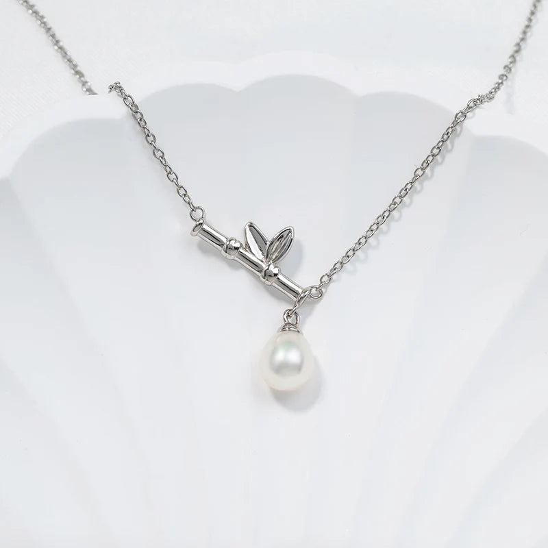 925 sterling silver women teardrop pearl charm drop pendant necklace with pearl pendant