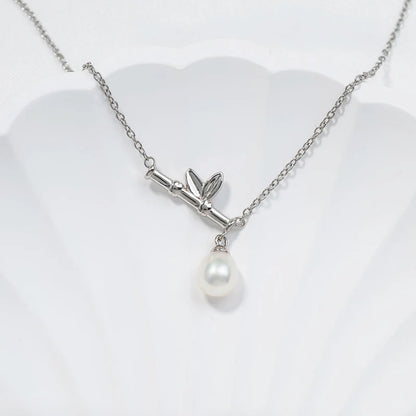 925 sterling silver women teardrop pearl charm drop pendant necklace with pearl pendant