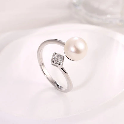 Jewelry supplier original 925 sterling silver modern white pearl statement adjustable ring