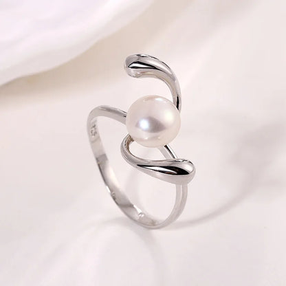 Custom 925 sterling silver unique minimalist ring with single pearl