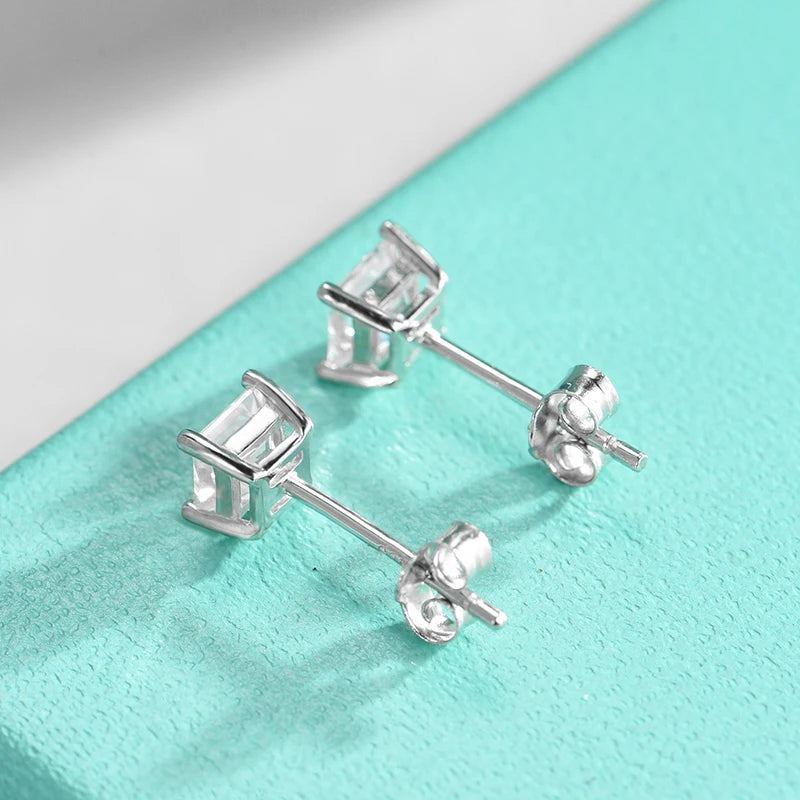 Jeweller Buy Classic Style Princess Cut 0.5CT Moissanite Stud Earrings 925 Sterling Silver Ear Studs