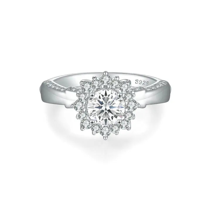 Custom Engraved Ring Sterling Silver 925 Sterling Silver Bulk Fashion Jewelry Flower Zirconia Ring