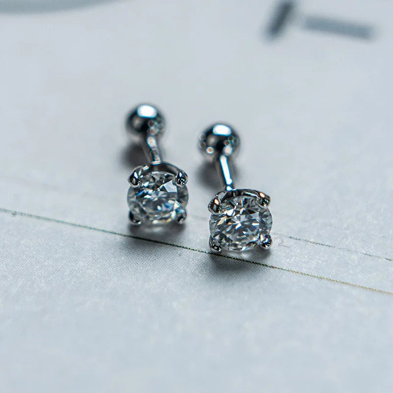 Jeweller Buy Hot Sale 925 Sterling Silver Four Claw Moissanite Diamond Stud Earrings Cute round Studs