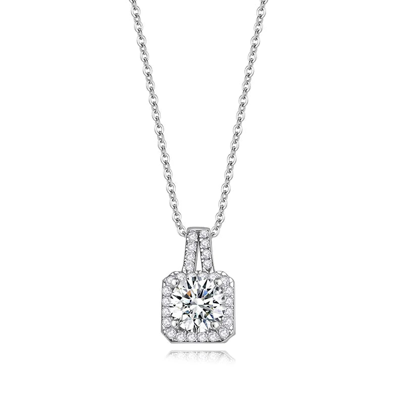 Jeweller Buy Luxury 925 Sterling Silver Link Chain Necklace with Moissanite Pendant Trendy Women's Jewelry Weddings Engagements Parties Gifts