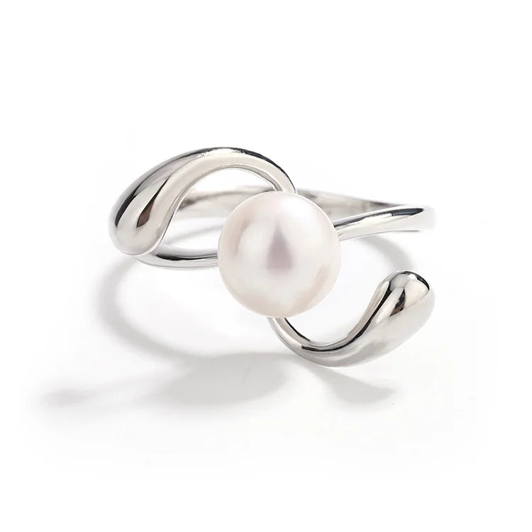 Custom 925 sterling silver unique minimalist ring with single pearl