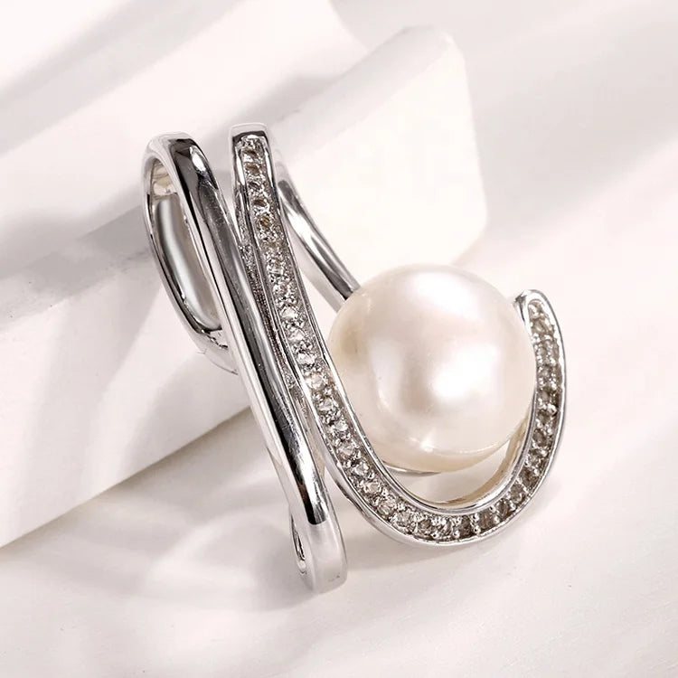 Custom logo modern diamond pendants sterling silver 925 freshwater pearl ladies necklace pendant