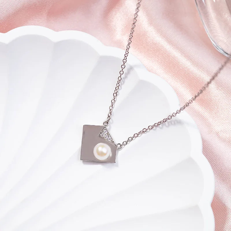 925 sterling silver women teardrop pearl charm drop pendant necklace with pearl pendant