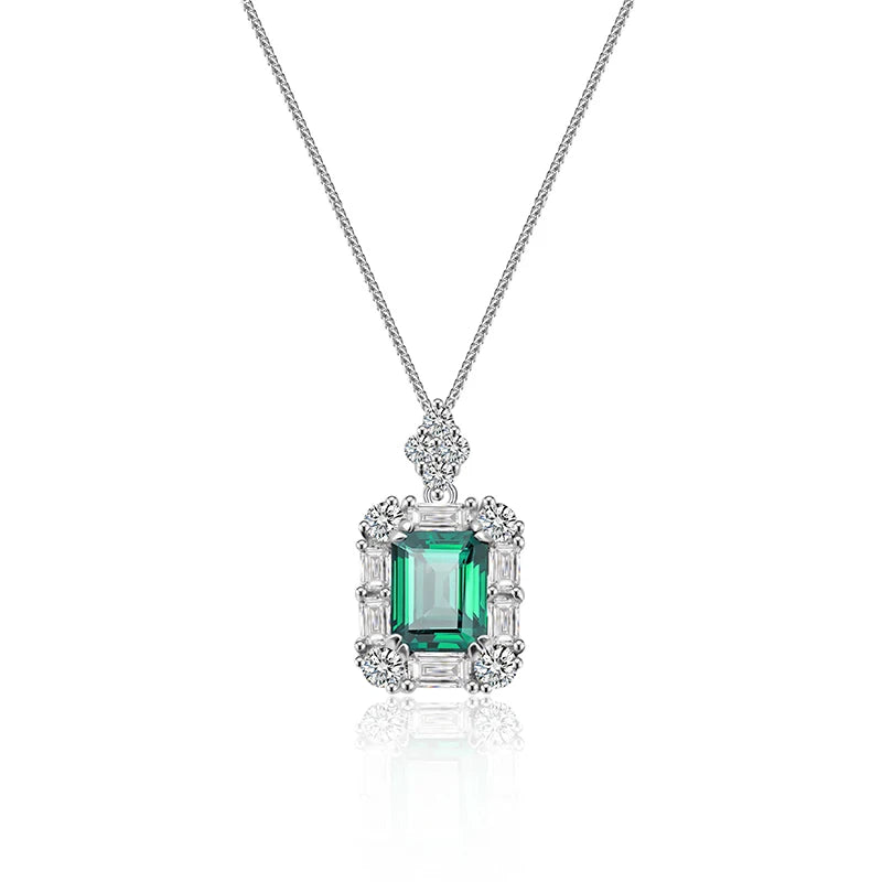 Jeweller Buy High Quality 2 Carats Emerald Green Moissanite Pendant Necklace 925 Sterling Silver Link Chain Trendy Parties Weddings Gifts