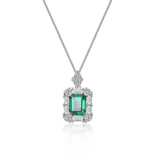 Jeweller Buy High Quality 2 Carats Emerald Green Moissanite Pendant Necklace 925 Sterling Silver Link Chain Trendy Parties Weddings Gifts