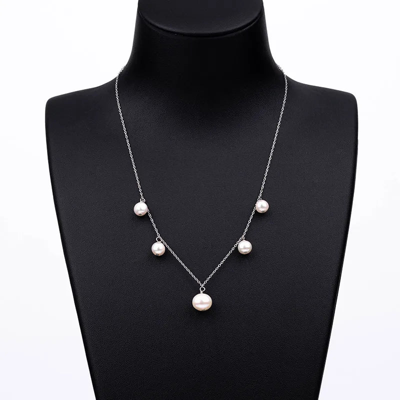 High quality fashion jewelry trendy dainty simple natura pearl 925 sterling silver women necklace