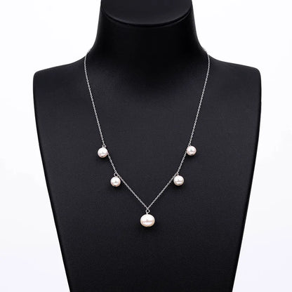 High quality fashion jewelry trendy dainty simple natura pearl 925 sterling silver women necklace