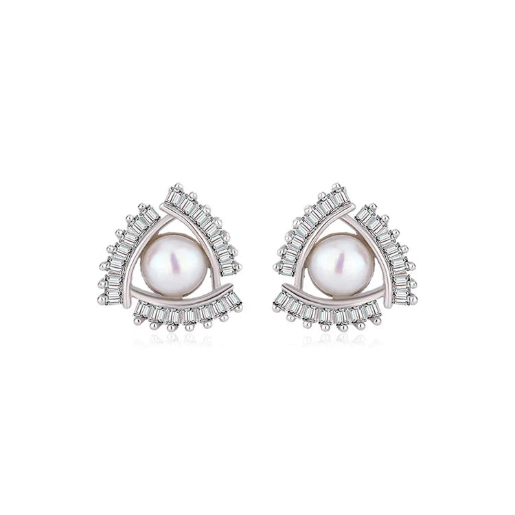 Wholesale custom women fashion pearl ring necklace chain pendant and studs earring set