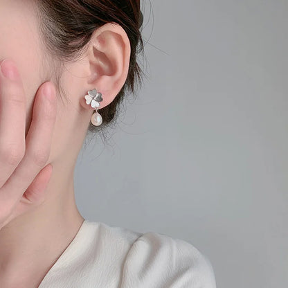 Jewelry bulk wholesale 925 sterling silver flower four 4 leaf clove stud earrings for women