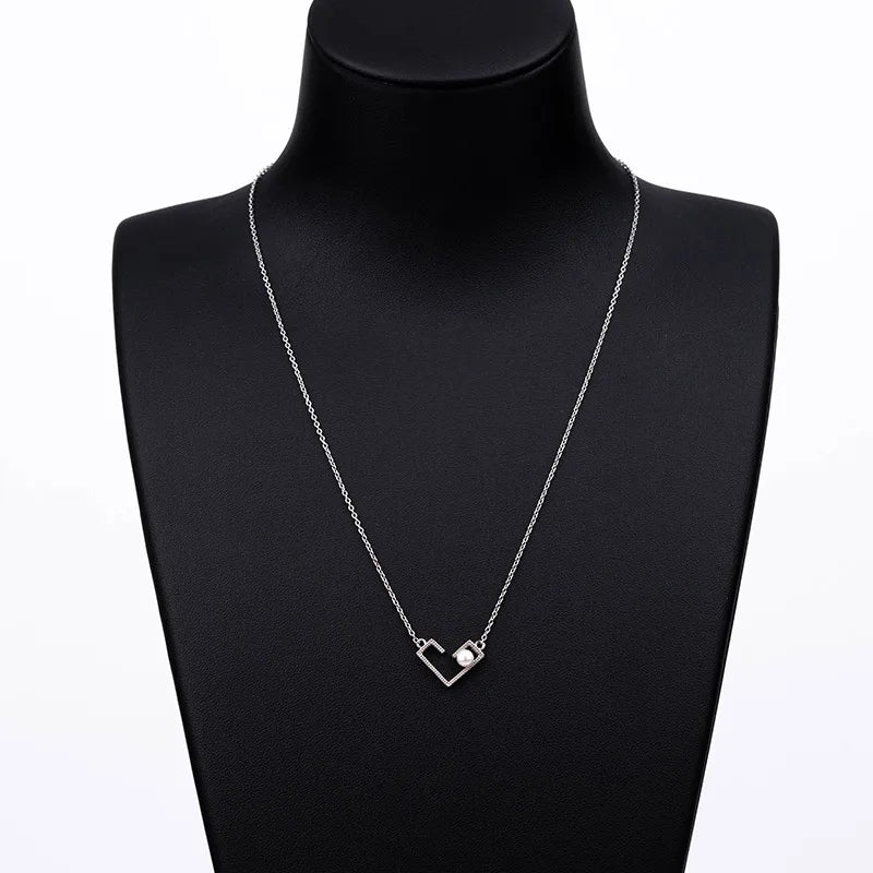 925 sterling silver women teardrop pearl charm drop pendant necklace with pearl pendant