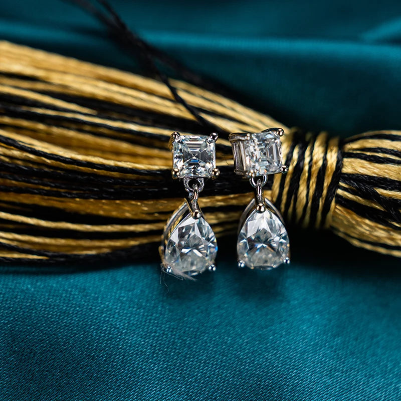 Jeweller Buy Fashionable Women's VVS Moissanite Huggie Hoops S925 925 Sterling Silver Stud Earrings with Dangle and Drops