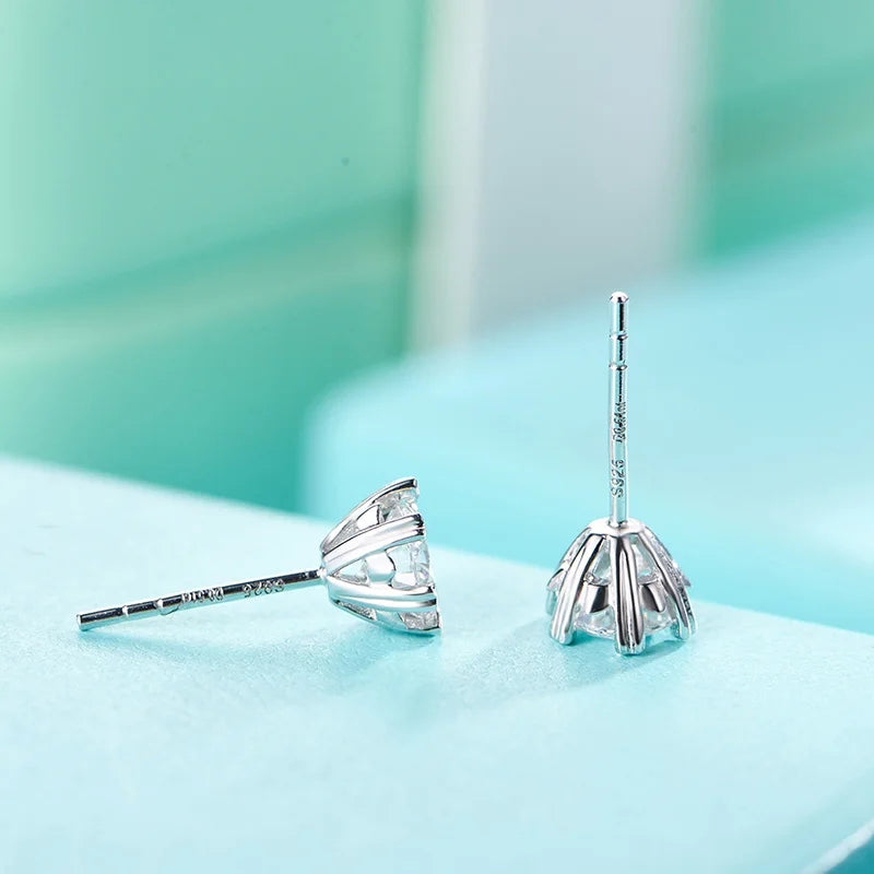 Jeweller Buy Classic 6 Prong Round Brilliant Cut Moissanite Earrings for Ladies Sterling Silver