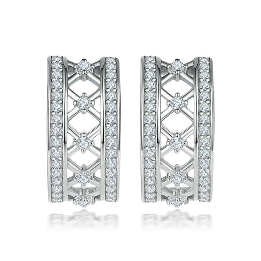 Fine Jewelry Studs Hollow Out Design White Gold Plated No MOQ 925 Sterling Silver Studs Earrings