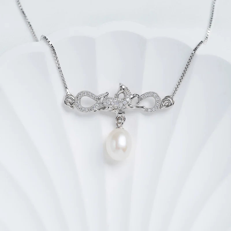 925 sterling silver women teardrop pearl charm drop pendant necklace with pearl pendant