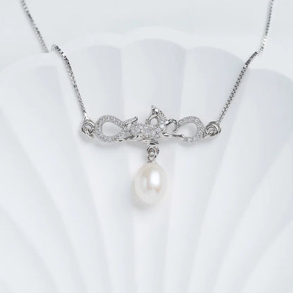 925 sterling silver women teardrop pearl charm drop pendant necklace with pearl pendant