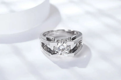 1/2 Carat 925 Silver Lab Moissanite Men's Ring - Luxurious Ultra-Shiny Birthday, Anniversary & Christmas Gift