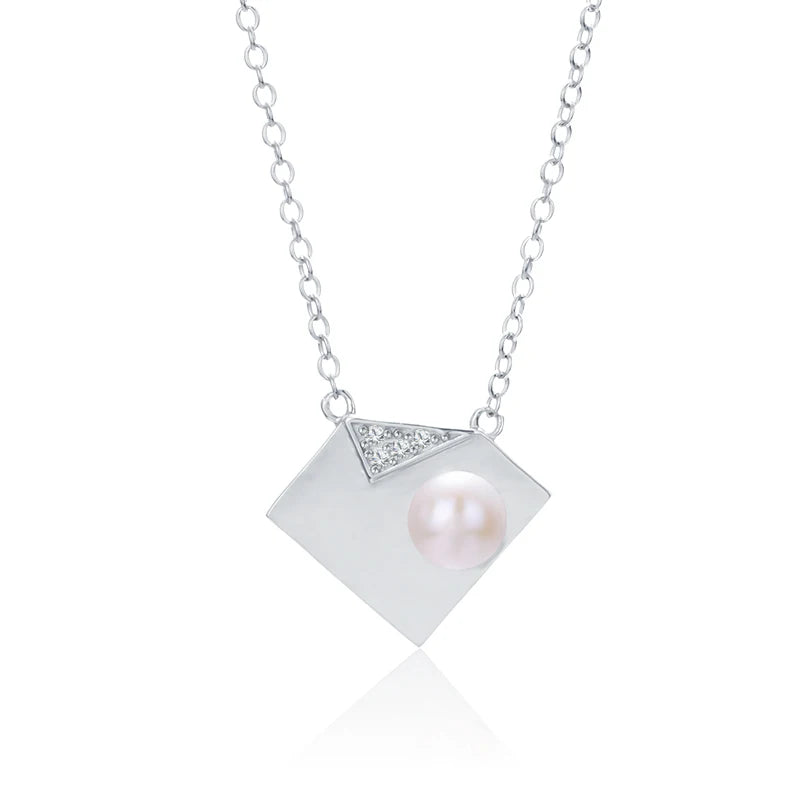 925 sterling silver women teardrop pearl charm drop pendant necklace with pearl pendant