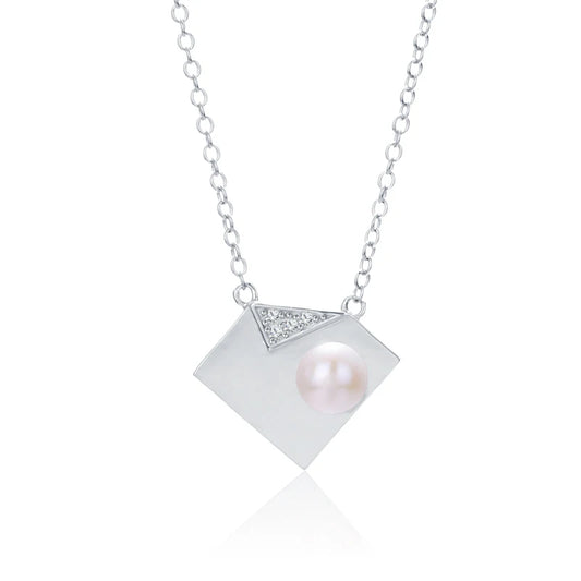 925 sterling silver women teardrop pearl charm drop pendant necklace with pearl pendant