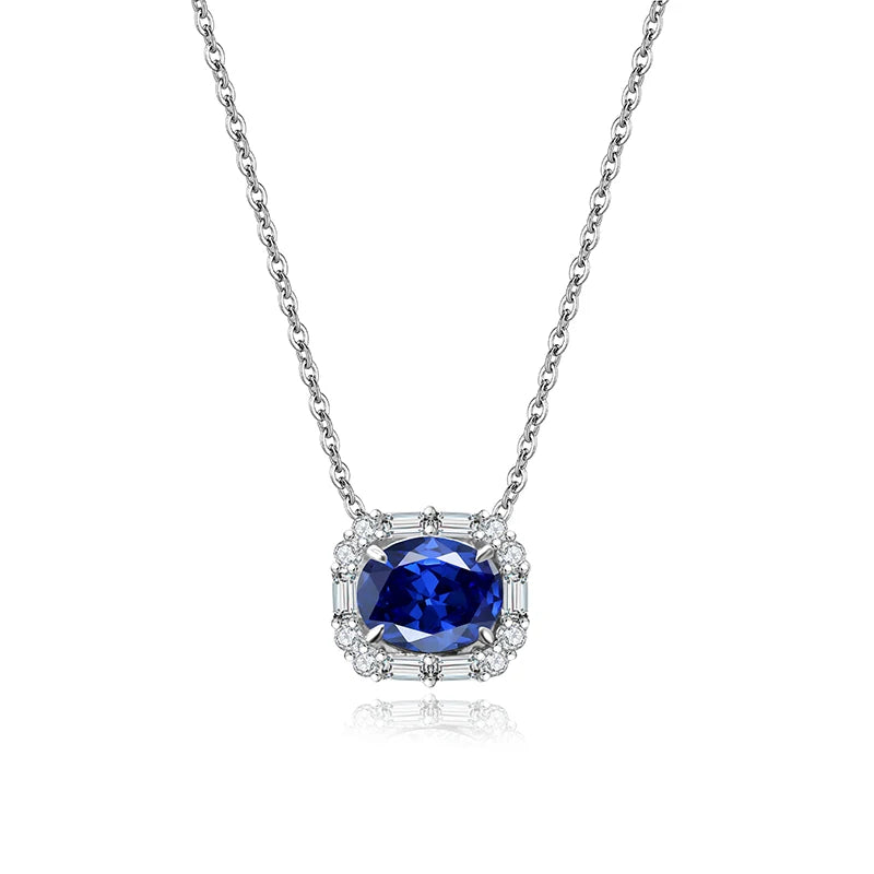 Jeweller Buy Luxury 925 Sterling Silver Necklace with 2 Carat Blue Green Moissanite Pendant Trendy Link Chain for Parties Weddings Gifts