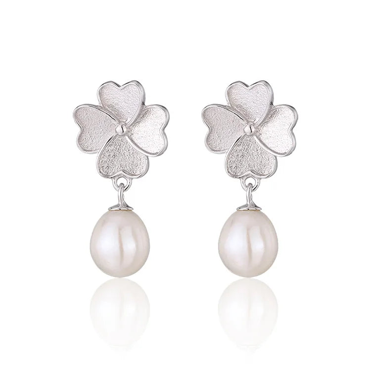 Jewelry bulk wholesale 925 sterling silver flower four 4 leaf clove stud earrings for women