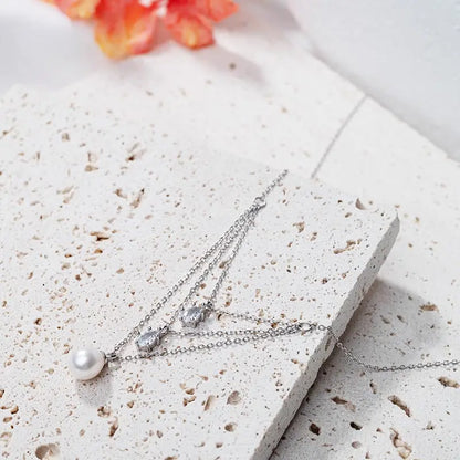 925 sterling silver women teardrop pearl charm drop pendant necklace with pearl pendant