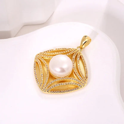 Fine jewelry custom mossanite pearl gold plated pendant charms necklace