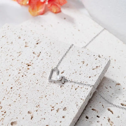 925 sterling silver women teardrop pearl charm drop pendant necklace with pearl pendant