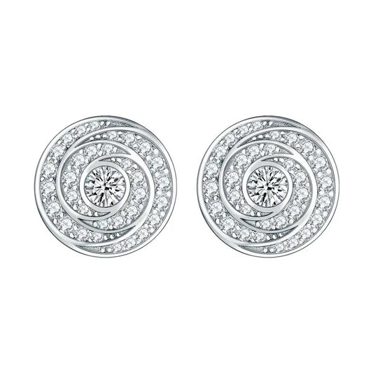 Vintage Sterling Silver Stud Earrings Women Rhodium Plated Zircon Women 925 Silver Small Stud Earrings