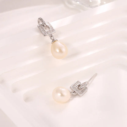 2024 Hot style cubic zirconia jewelry funky pearl earrings 925 sterling silver dangle earrings rhodium plating solution