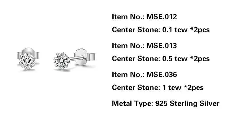 Jeweller Buy Classic 6 Prong Round Brilliant Cut Moissanite Earrings for Ladies Sterling Silver