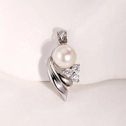 Custom logo fine fashion jewellery modern diamond 925 sterling silver freshwater pearl necklace pendants for pearl setting