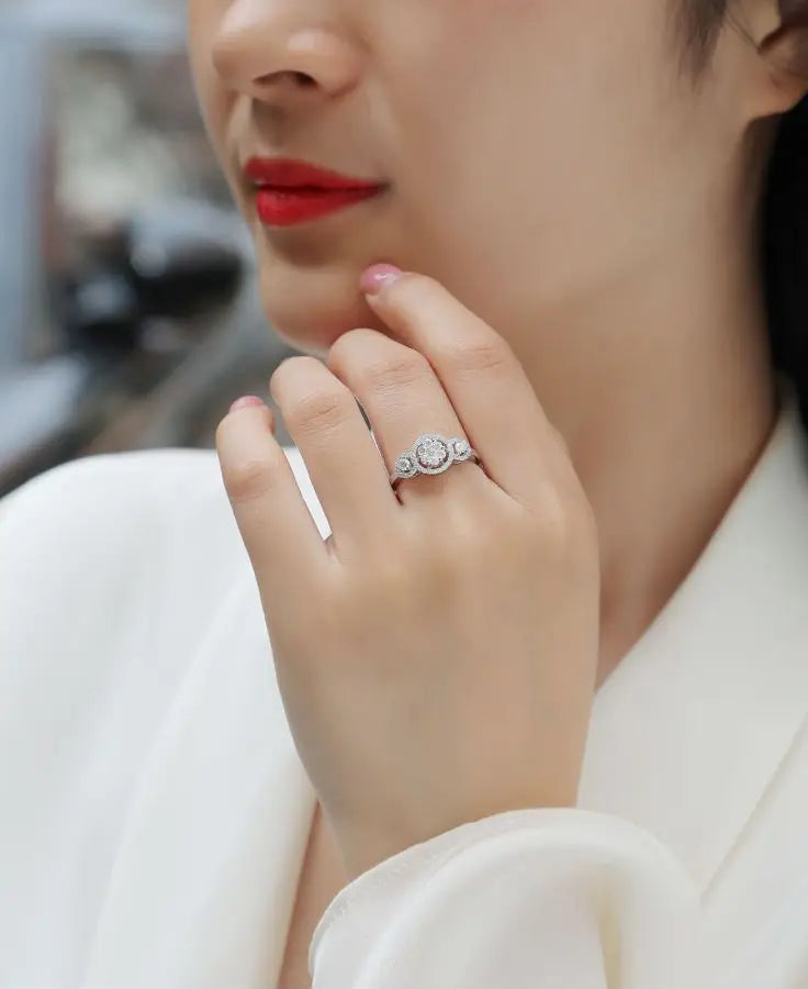 JEWELLER BUY 18K Gold Plated Sparkling All VVS1 Moissanite Diamond Rings for Women Anniversary Gift 925 Sterling Silver Fine Jewelry