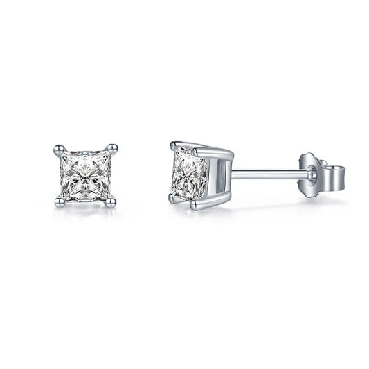 Jeweller Buy Classic Style Princess Cut 0.5CT Moissanite Stud Earrings 925 Sterling Silver Ear Studs