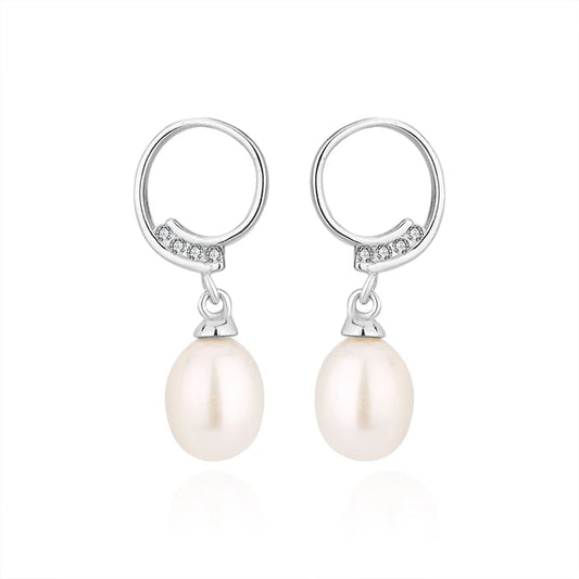 7 mm pearl funky fashion 925 sterling silver freshwater cultured pearl women earrings