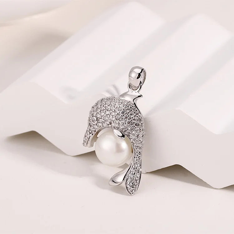 Ladies women fashion fine jewelry custom shape customizable zirconia modern pearl diamond charm pendant for necklace